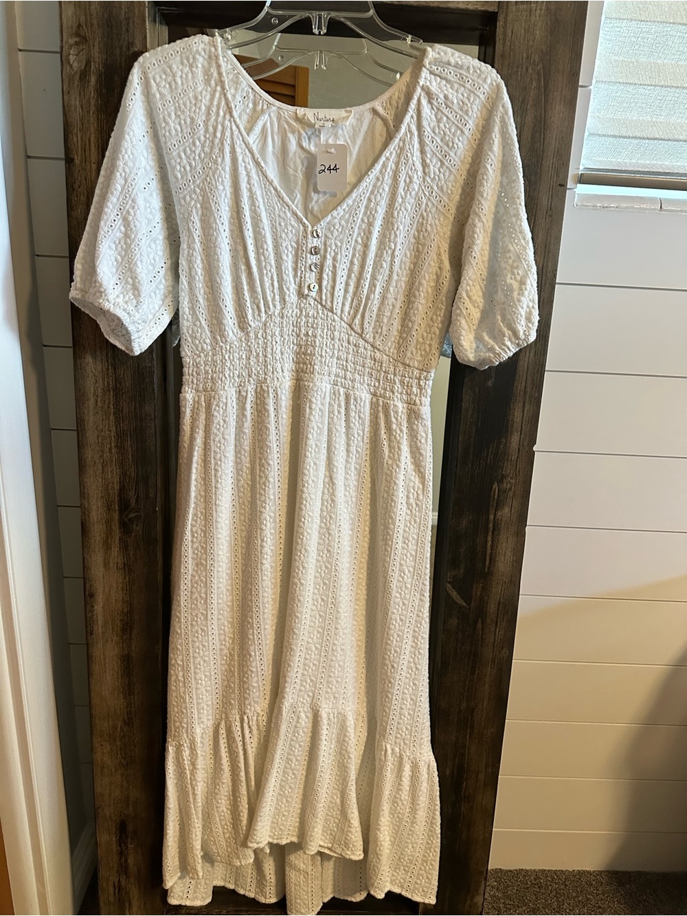 Nurture by Westbound Women’s S White Eyelet Embroidered Midi Dress Boho prairie